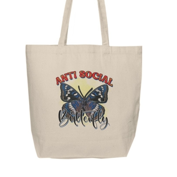 Anti-Social Butterfly Custom Tote Bag - Picture 2 of 3